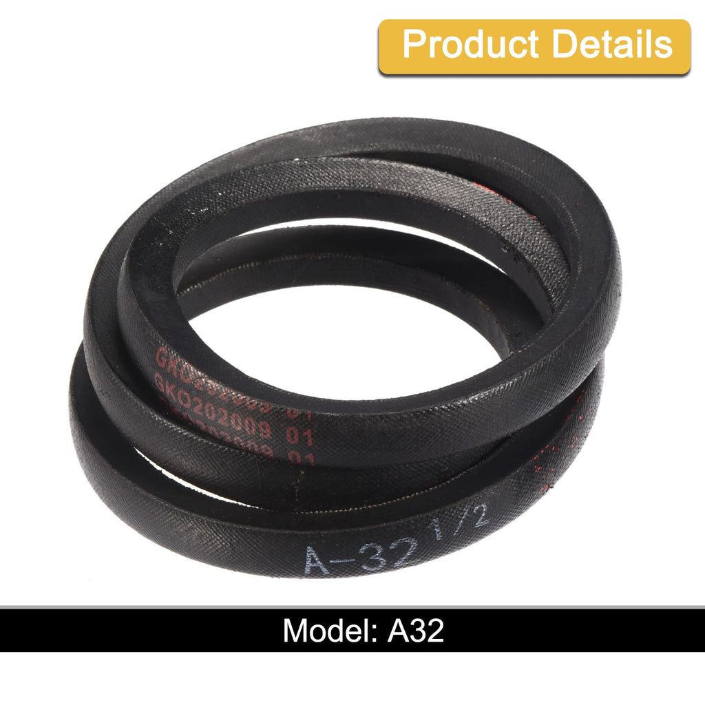 uxcell 3 Pack A32 1/2 Classic Wrapped V-Belt,34" Outer Circ A Profile,Black
