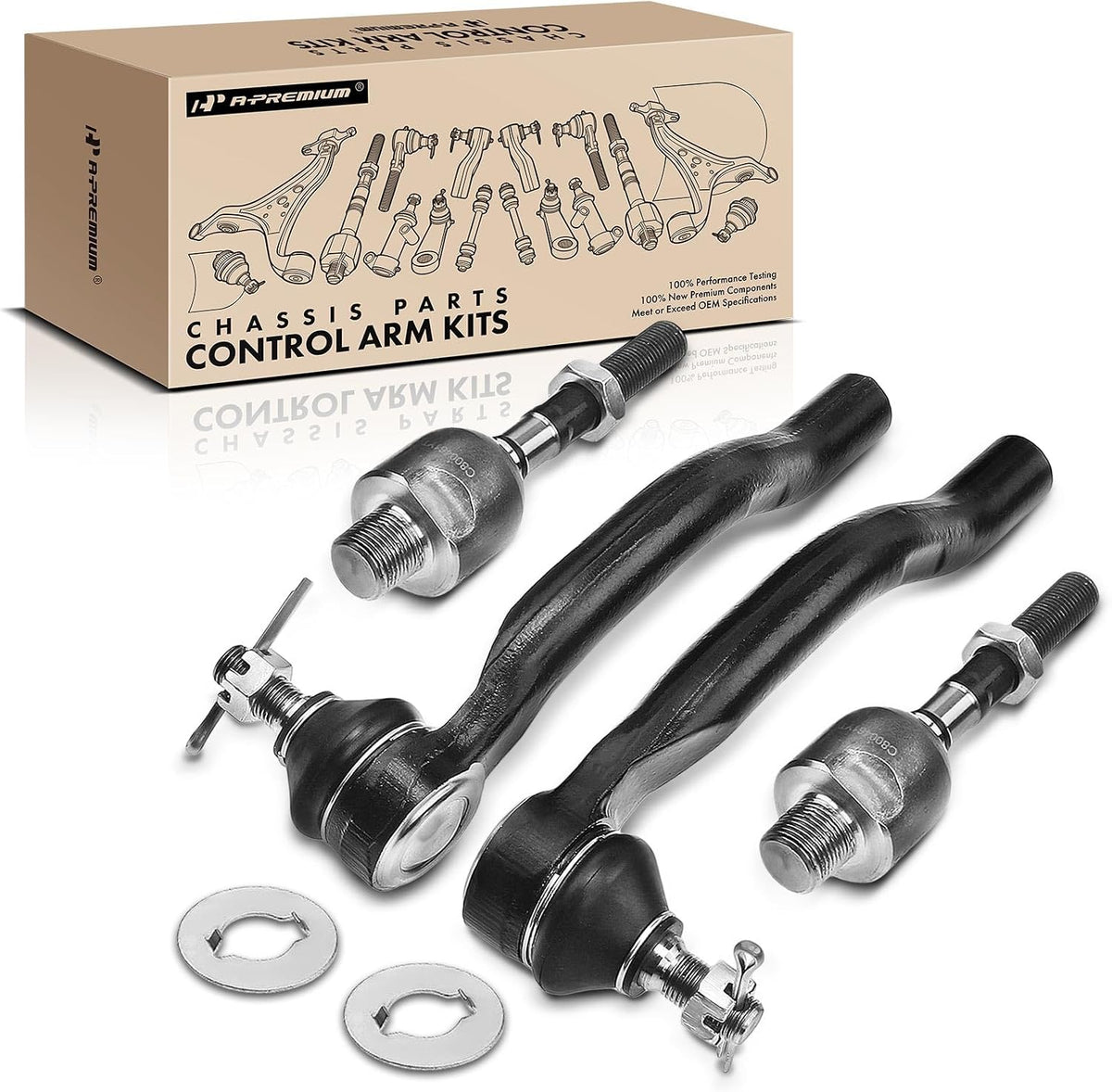 A-Premium Front Inner & Outer Tie Rod End Kit Fix Uneven Tire Wear