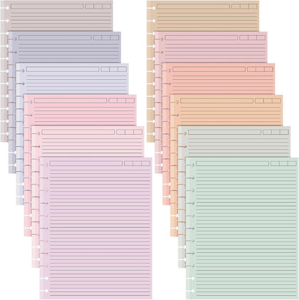 12 Pack 480 Sheets Colored Discbound Refill Paper 8.5 x 11 Inch College Ruled 11 Disc Letter Size Lined Paper