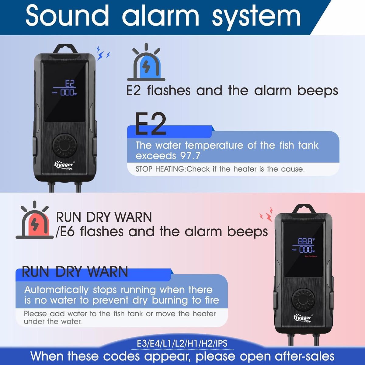 Aquarium Heater 500W/800W/1000W,Fish Tank Heater with Danger Warning Automatically Stops Heating System and Digital
