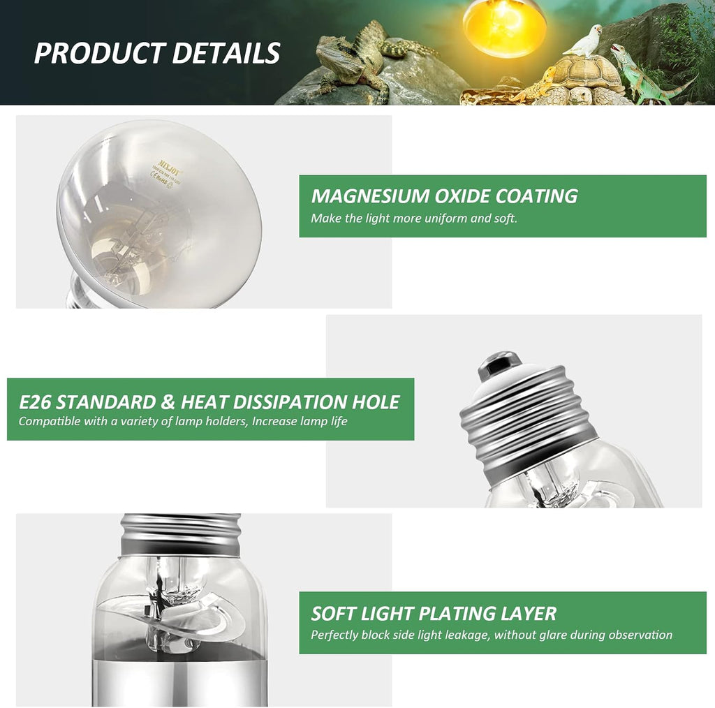 100W Reptile Heat Lamp Bulb Full Spectrum UVA UVB Sun Light for Reptile and Amphibian Use