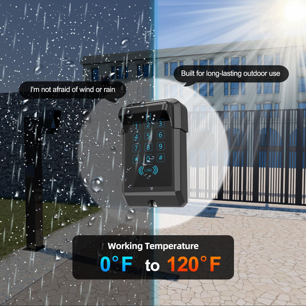 TKM-03 Wireless Touch Panel Gate Keypad with Outdoor Keypad Cover Digital Code Entry Access Control for & JUJIANG