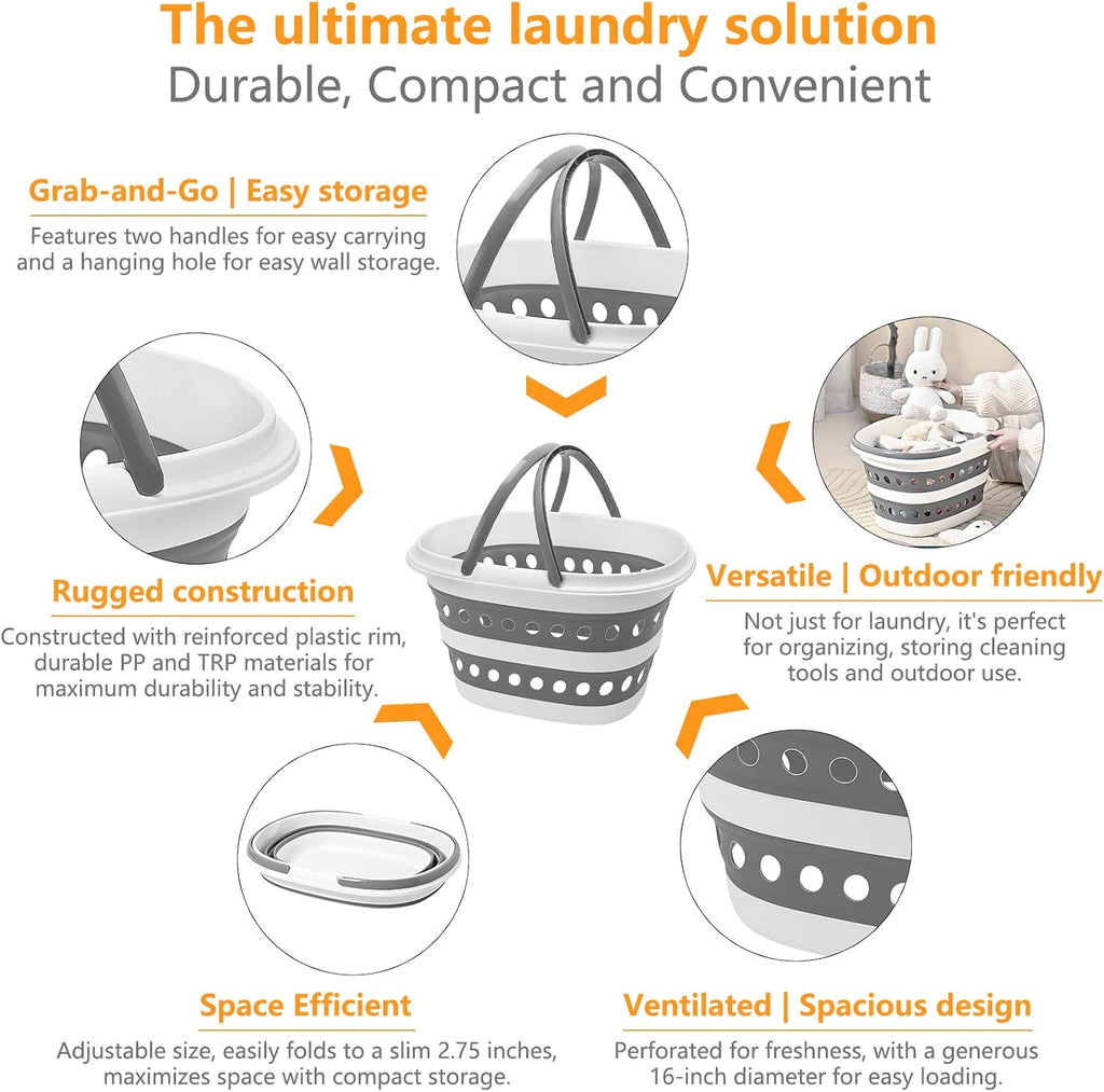 Compact Collapsible Laundry Basket, Small Size Pop-Up Hamper Perfect for Bedroom Side,Bathroom,Travel, Not for Large