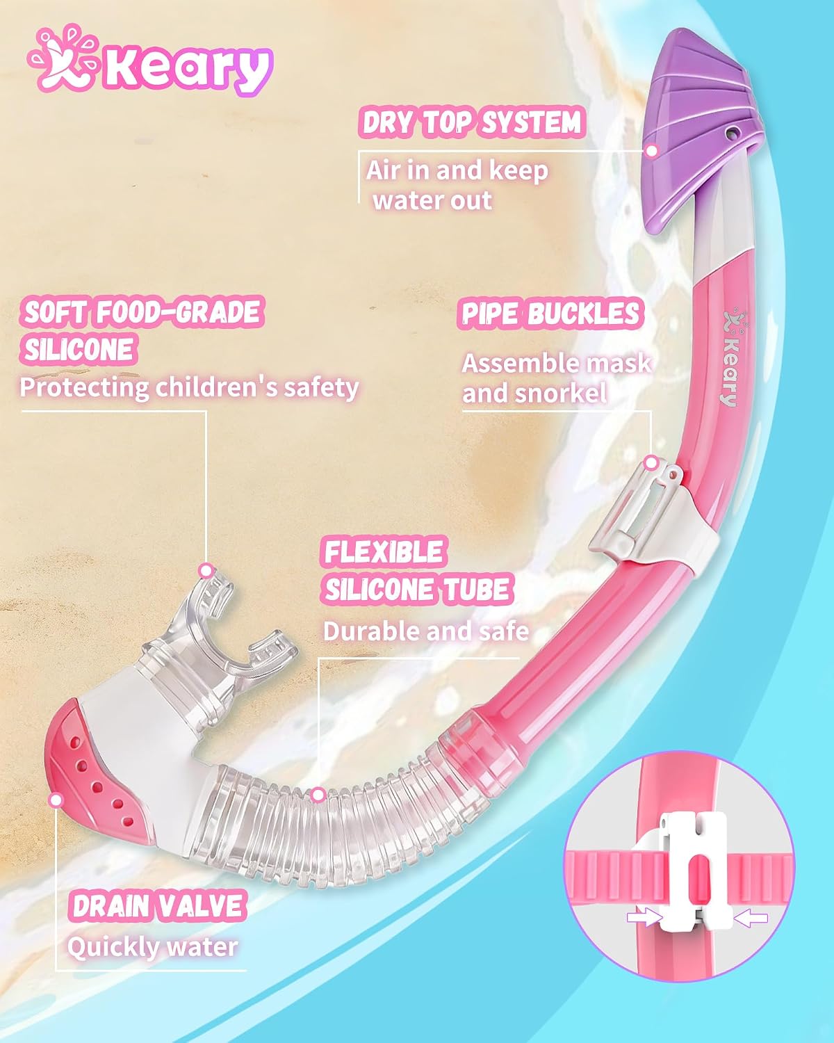 Kids Dry Snorkel Set for Kids 5-16 180° Wide View UV Protection Scuba Snorkeling Gear Diving Mask for Girl Boy Youth