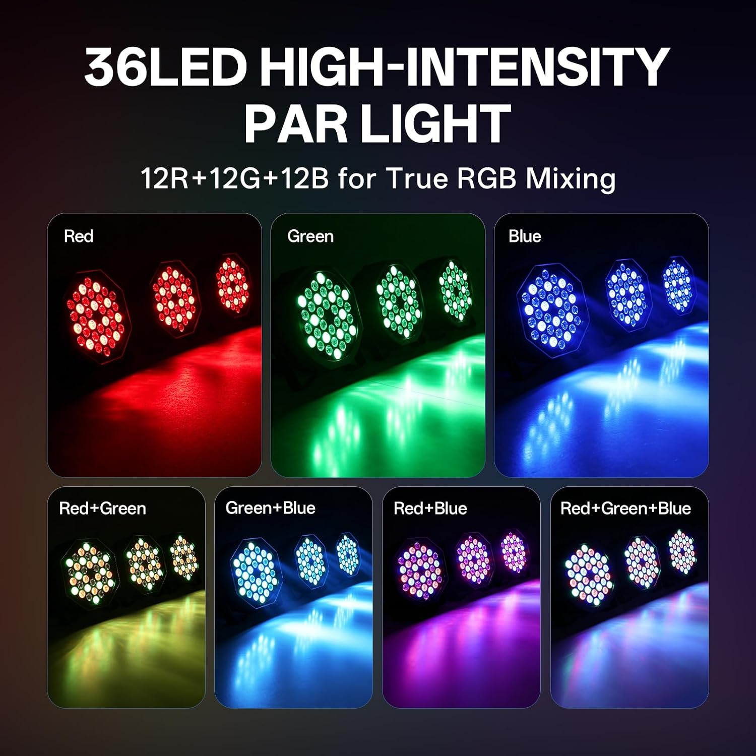 LED Par Lights DJ Stage Light RGB 36 LED with Sound Activated Remote Control DJ Uplighting for Wedding Party Club