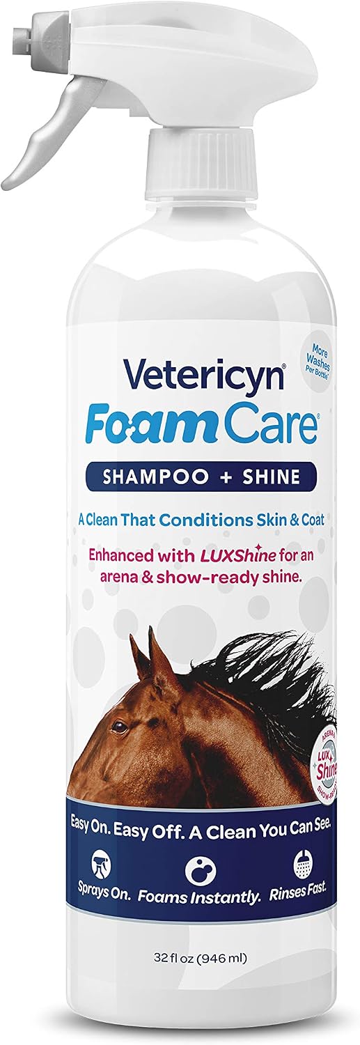 FoamCare Horse Shampoo - Equine Instant Foam Sprayable Shampoo with Aloe to Promote Healthy Skin and Coat, Paraben