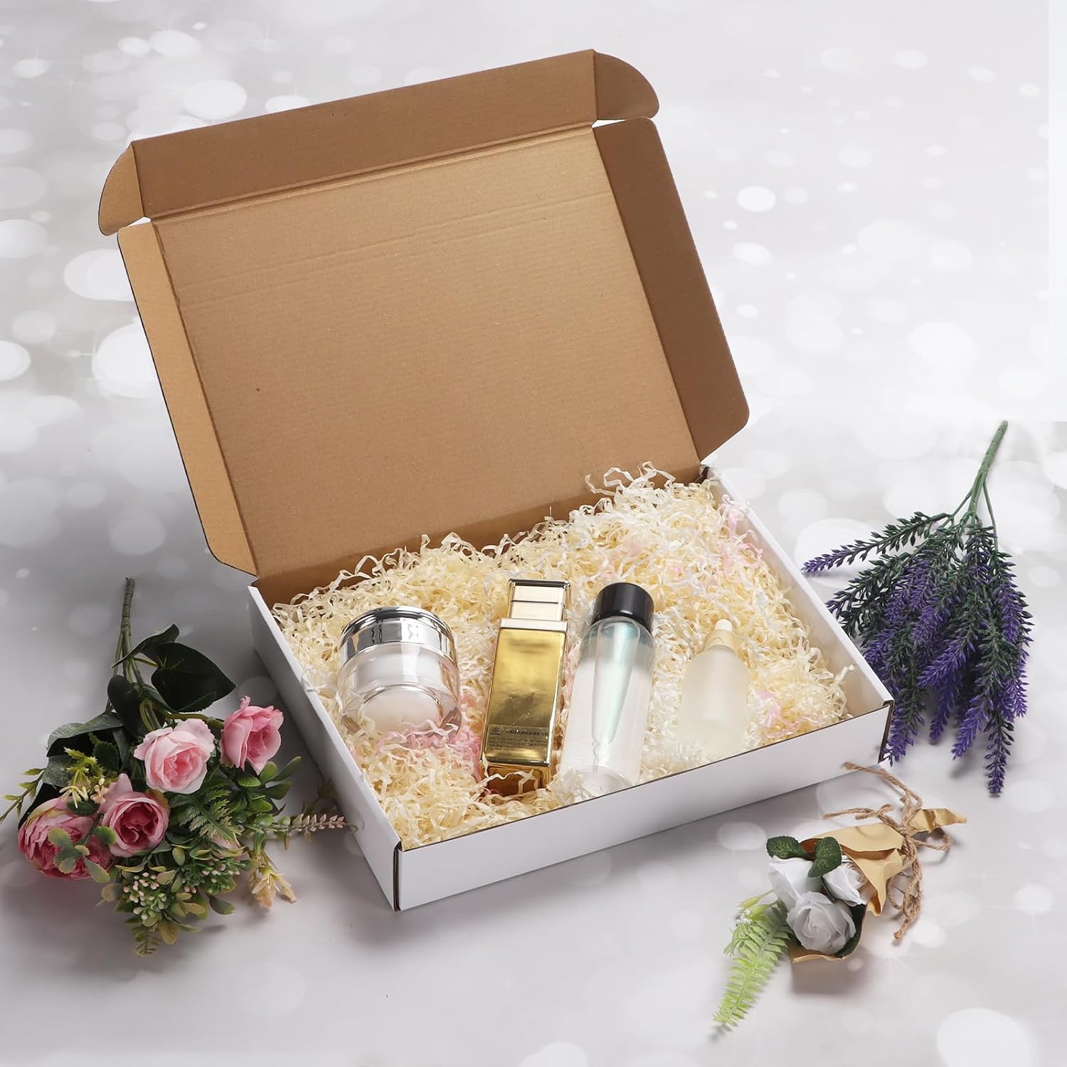 12x9x2 Shipping Boxes Set of 25, White Corrugated Cardboard Box for Packing, Mailing, Business