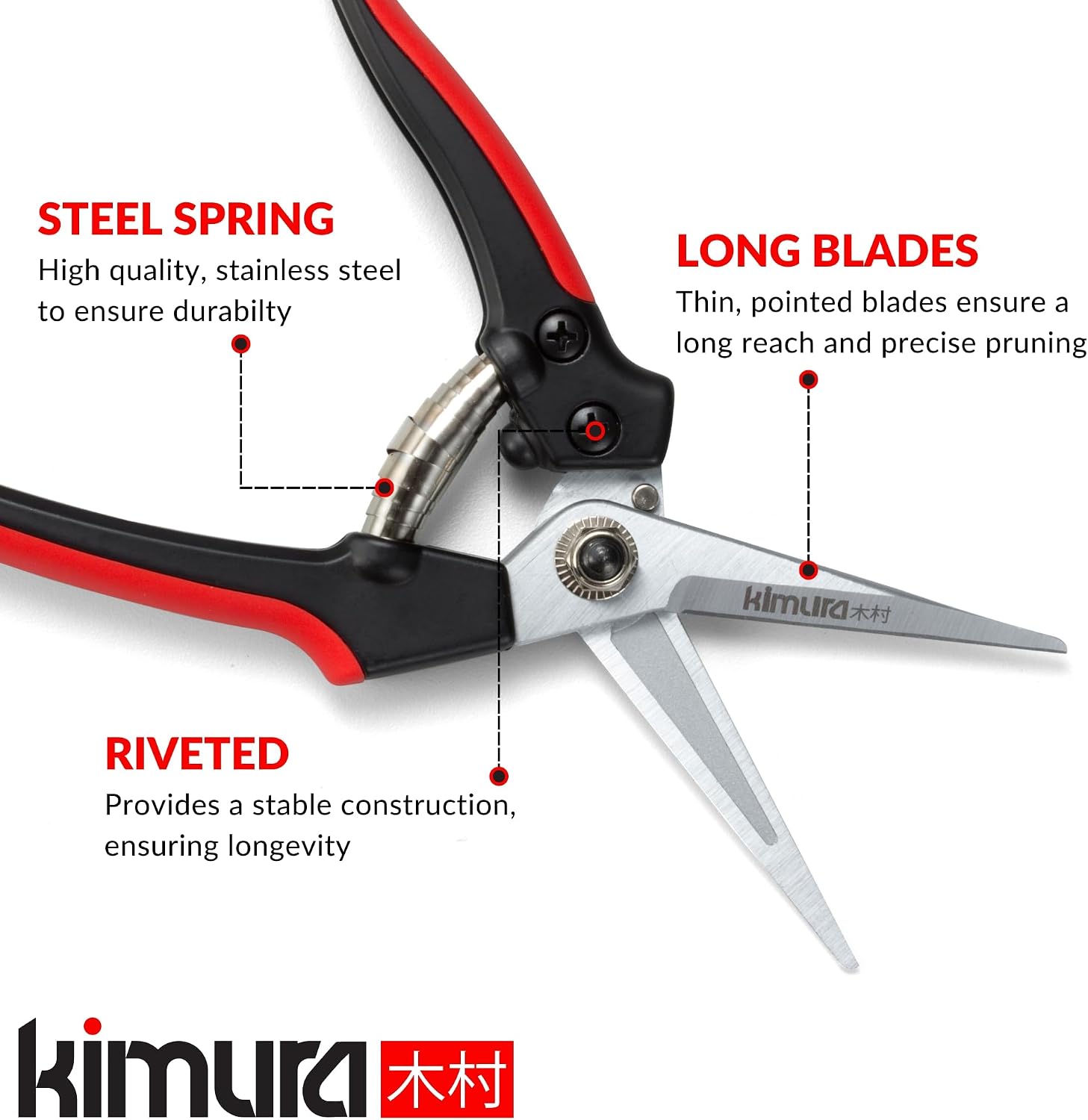 8" Pro Pruning Scissors, Premium Japanese SK5 Hi-Carbon Steel Blades, Non-Slip Vinyl Coated Handles, Lightweight &