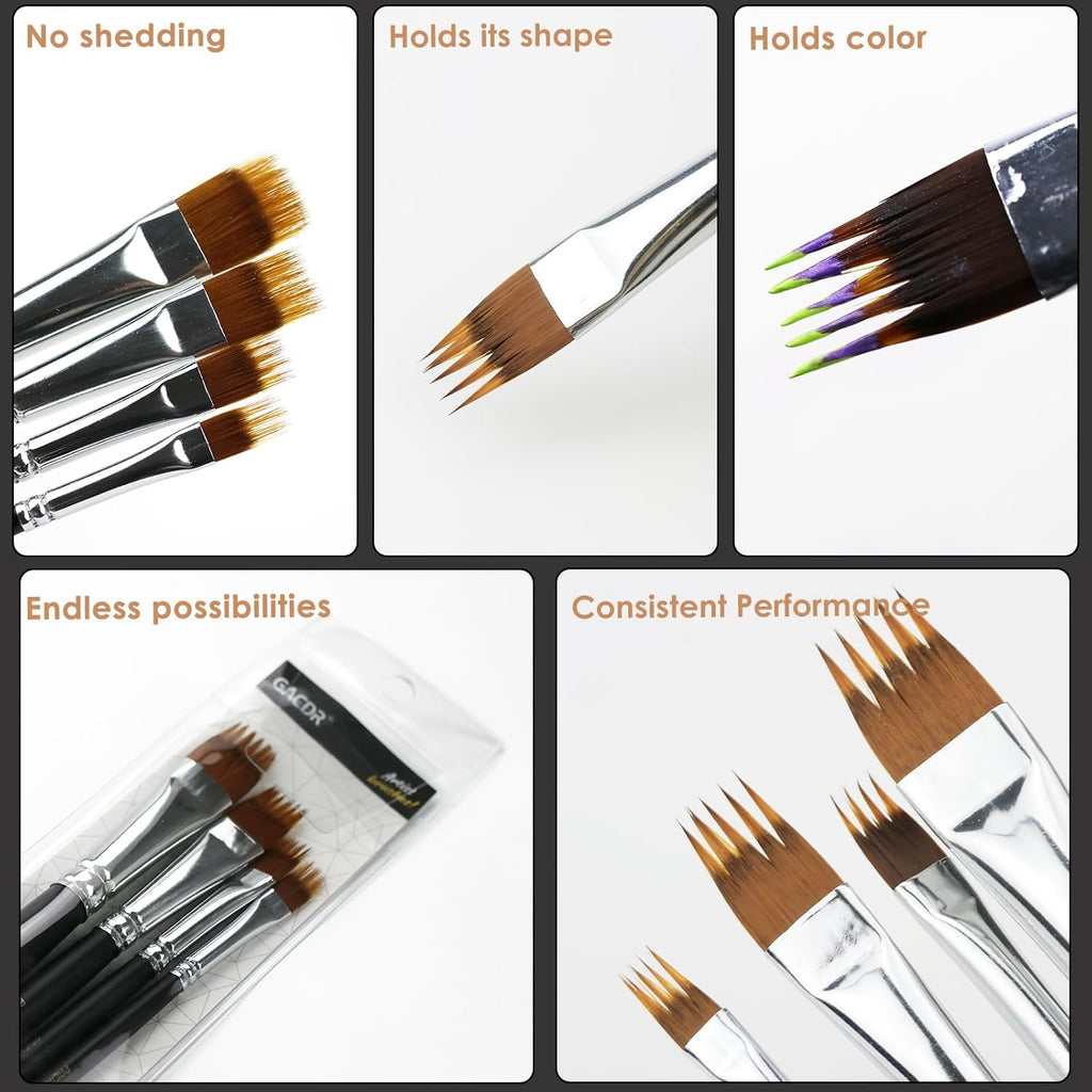 Paint Brush Comb Set - 4PCS Professional Grainer Brushes for Acrylic Painting, Oil & Watercolor - Texture Brushes for
