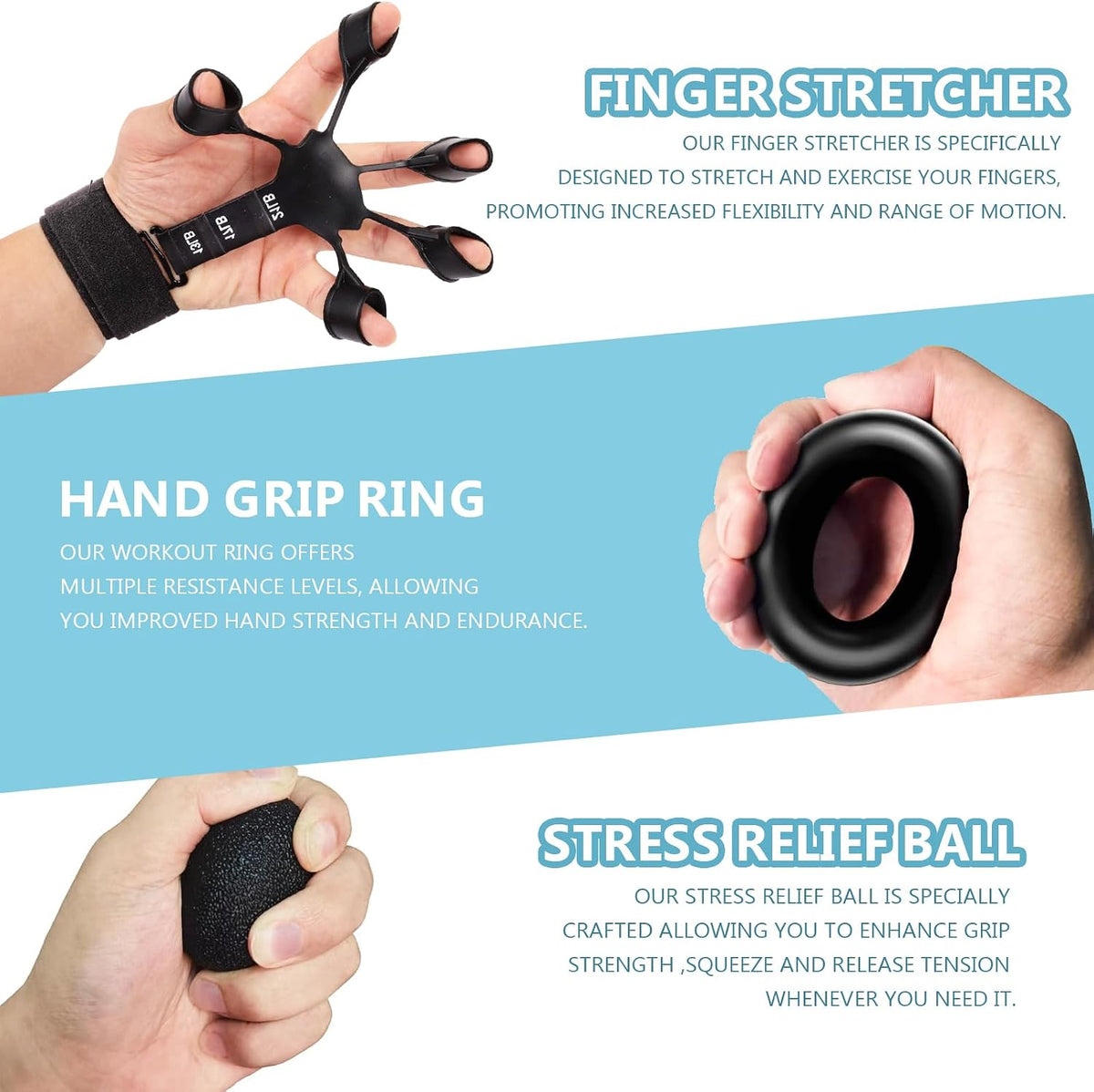 5/10 PCS Grip Strength Trainer Kit, Hand Gripper Strengthener, Finger Exerciser