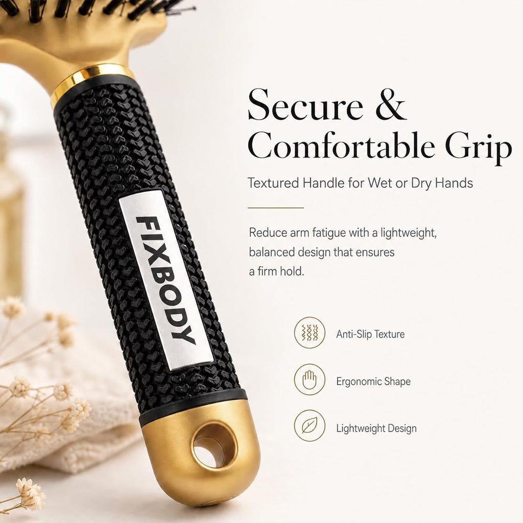 Boar Bristle Hair Brush - Curved & Vented & Oversize Design Detangling Hair Brush for Women Long, Thick, Curly and