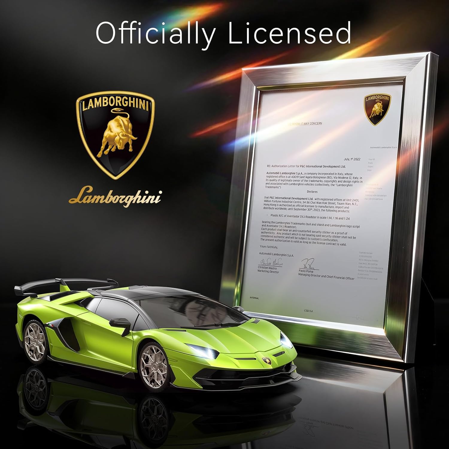 1:24 Lamborghini Remote Control Car （Green） | Officially Licensed,Birthday Gift,Toys for ages 3-8,Aventador SVJ