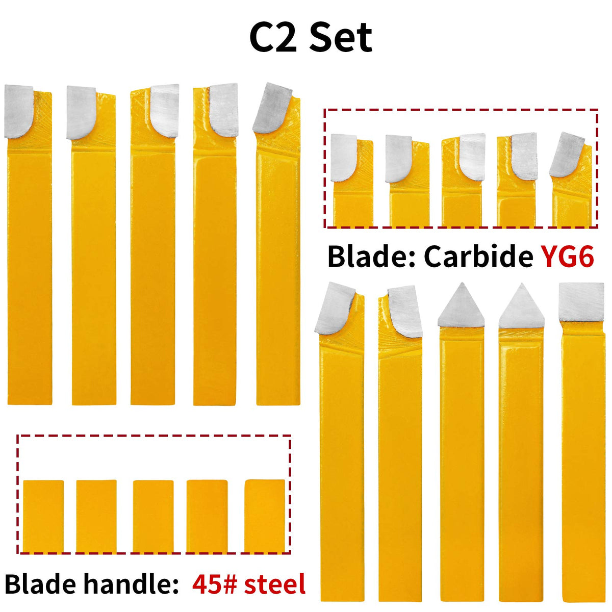 20 pc 1/2"Carbide Tip Tipped Cutter Tool Bit Cutting Set