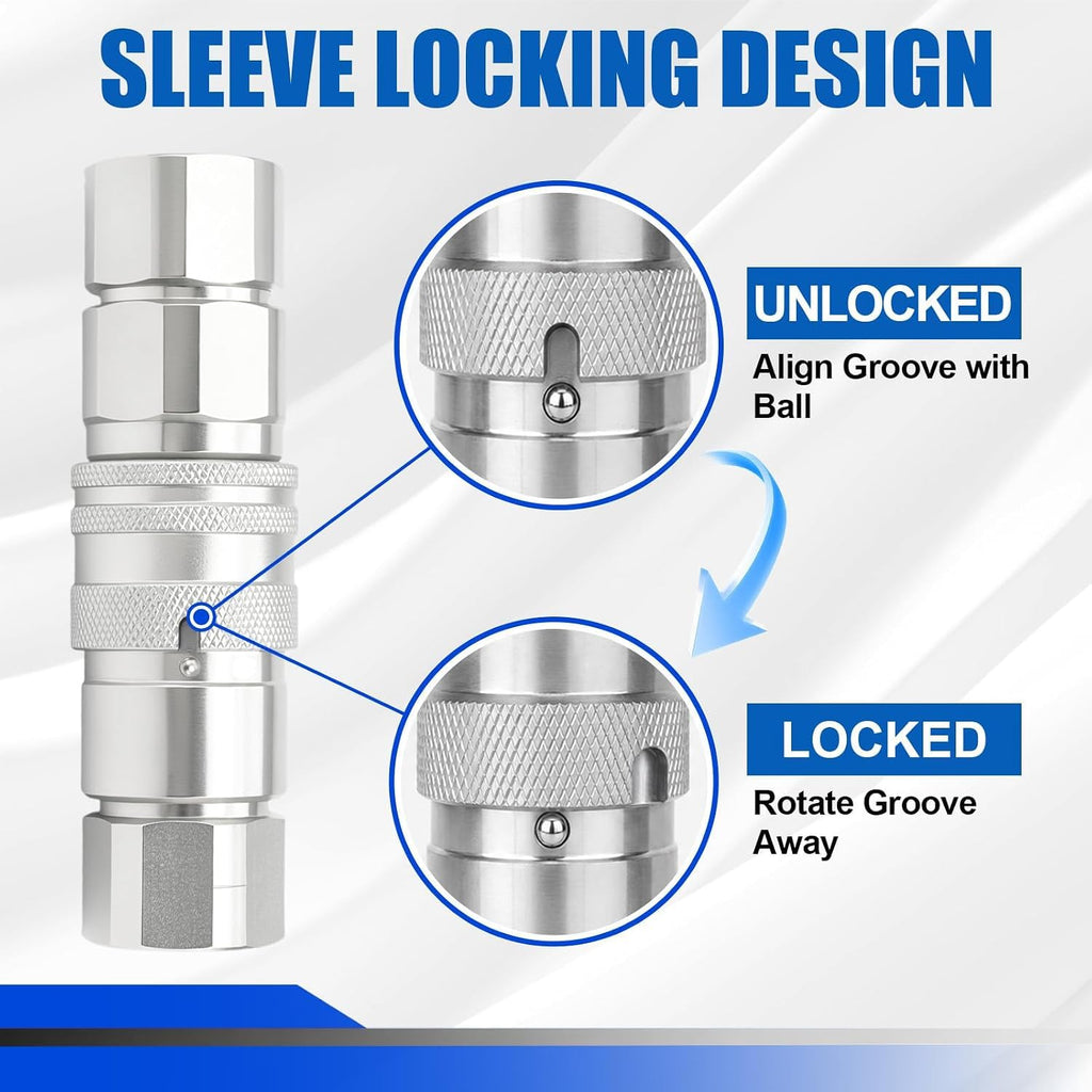 1/2" NPT Flat Face Hydraulic Couplers with 2 Extra Dust Caps(ISO16028)