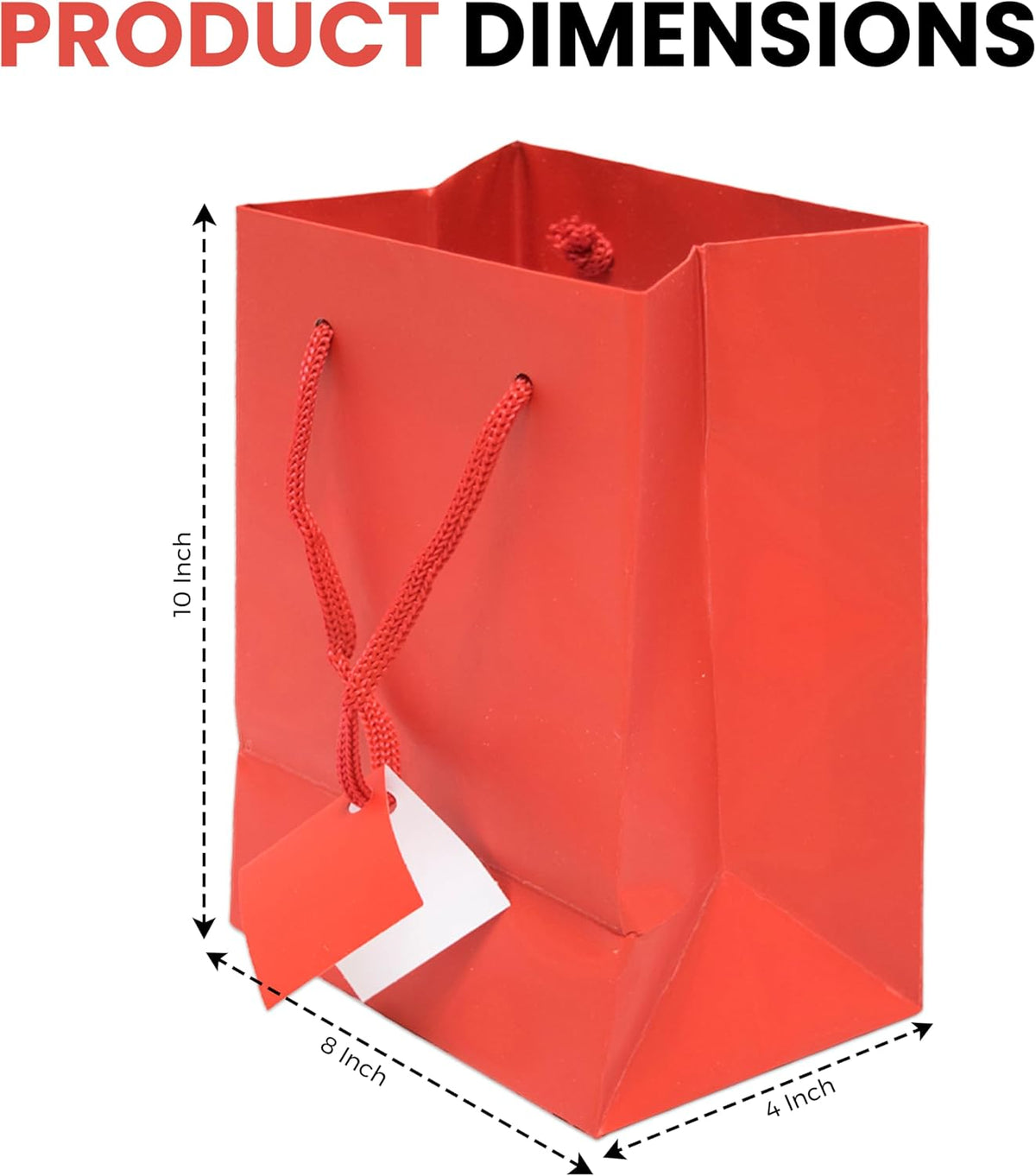 Novel Box Red Gift Bags with Handles 10 Pack 8x4x10 Inches