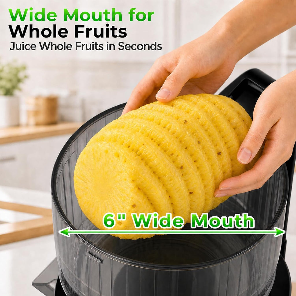 Juicer Machines, 6" Large Feed Chute Cold Press Juicer
