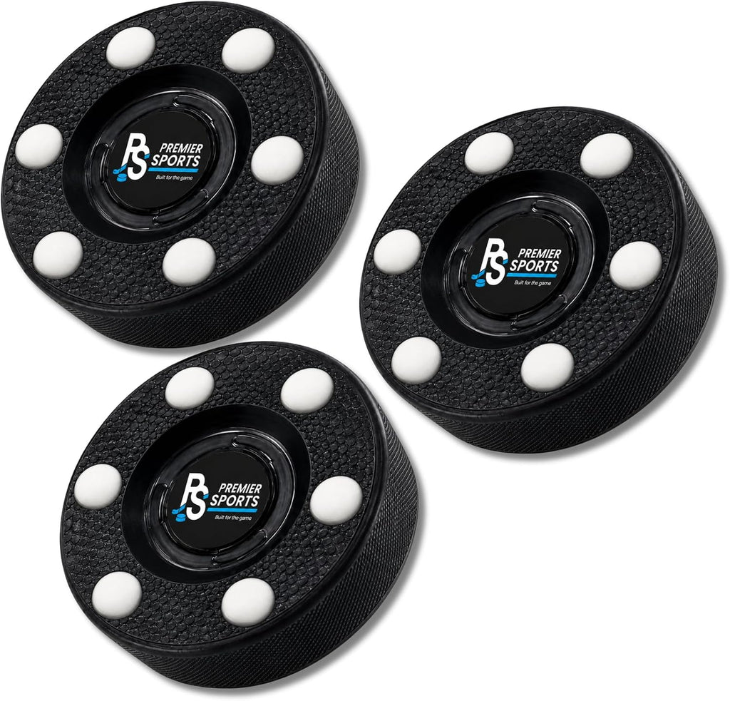 Inline Hockey Pucks – Fast Glide with 6 Slider Dots, Crosshatch Design | Realistic Feel – Street, Roller and DEK Hockey