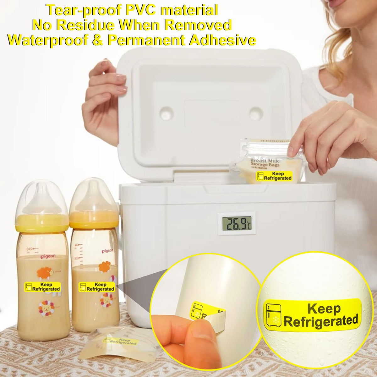 Keep Refrigerated Stickers, Shipping Cold Food Packaging, Warning Labels, and Health clinics, Durable PVC Material