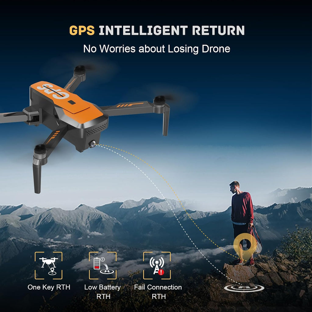 Drones with Camera for Adults 4K - GPS Drone with Auto Return, Brushless Motor, Foldable Mini RC Quadcopter for Kids