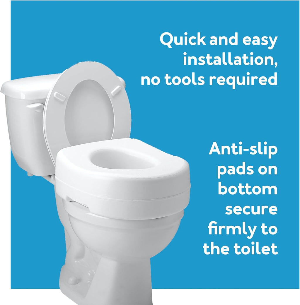Toilet Seat Riser, Adds 5 Inches of Height, Elevated and Raised Toilet Seat with 300 lbs Capacity, Standard Riser for