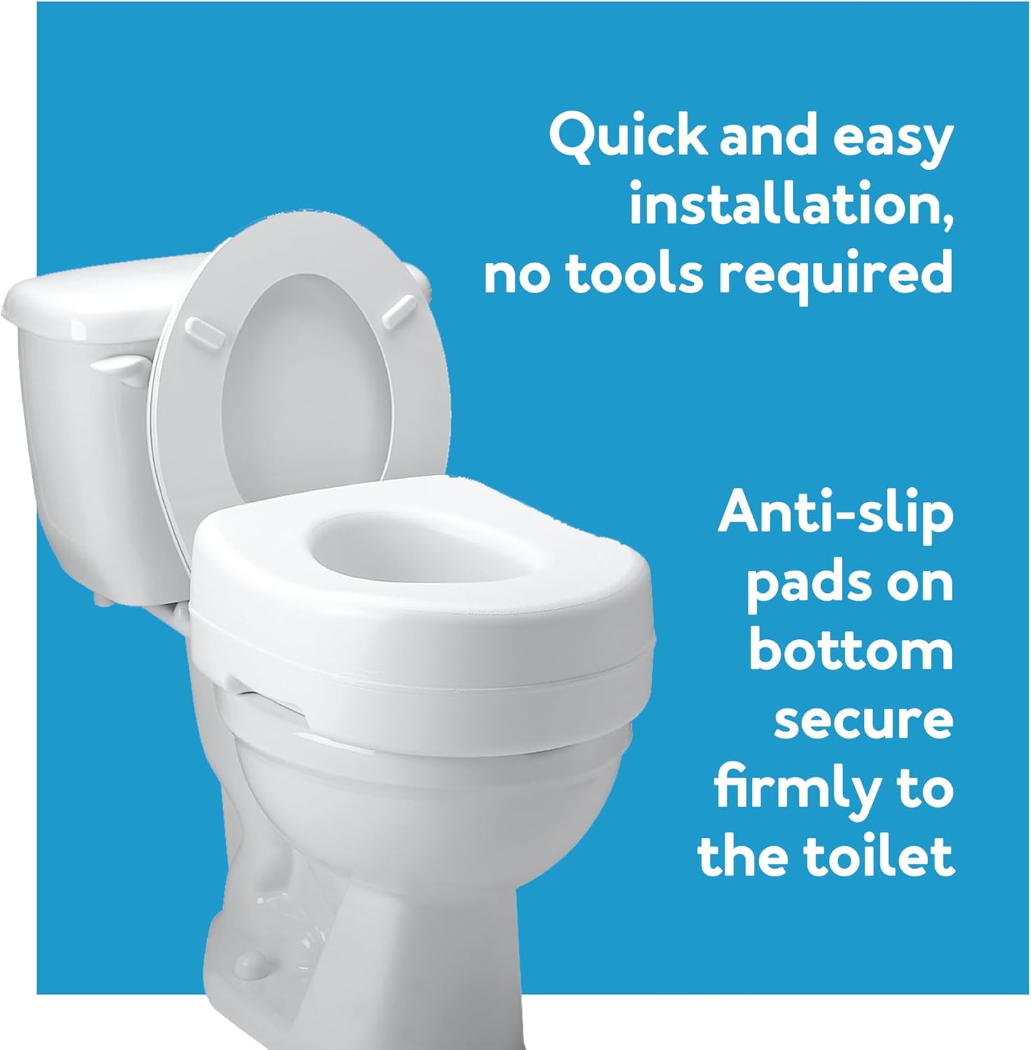 Toilet Seat Riser, Adds 5 Inches of Height, Elevated and Raised Toilet Seat with 300 lbs Capacity, Standard Riser for