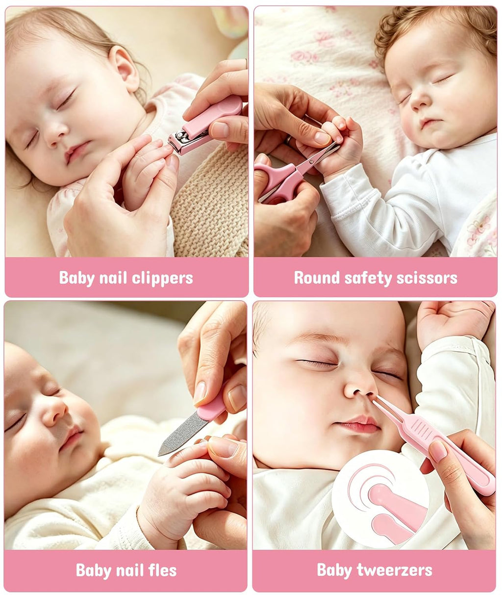 Baby Healthcare and Grooming Kit, Safety Newborn Nursery Baby Care Kit, with Hair Brush Comb, Nail Clipper