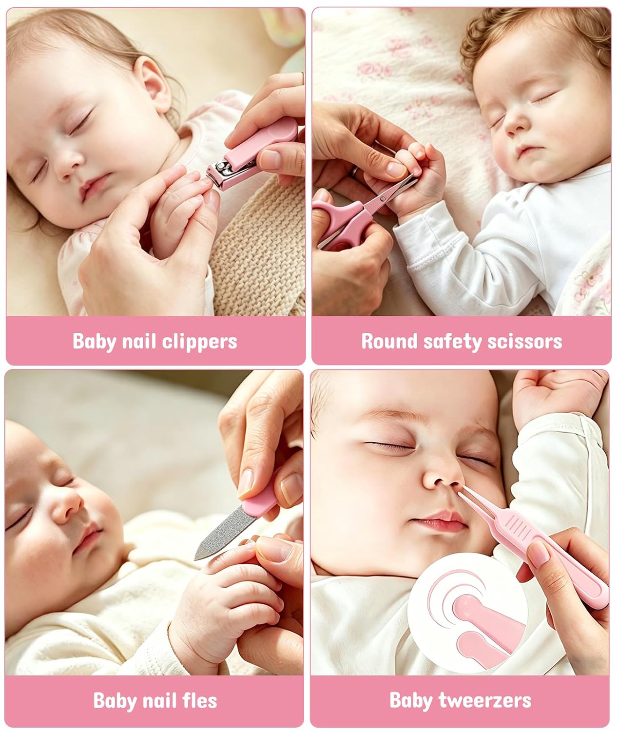 Baby Healthcare and Grooming Kit, Safety Newborn Nursery Baby Care Kit, with Hair Brush Comb, Nail Clipper