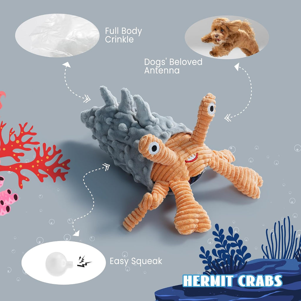 4 Packs Crinkle Squeaky Dog Toys for Aggressive Chewers, Tough Durable Stuffed Plush Rope Tug Puppy Chew Toy for