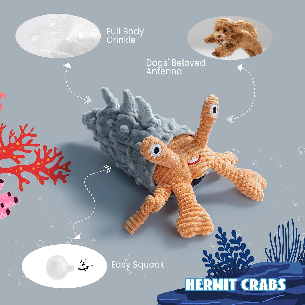 4 Packs Crinkle Squeaky Dog Toys for Aggressive Chewers, Tough Durable Stuffed Plush Rope Tug Puppy Chew Toy for