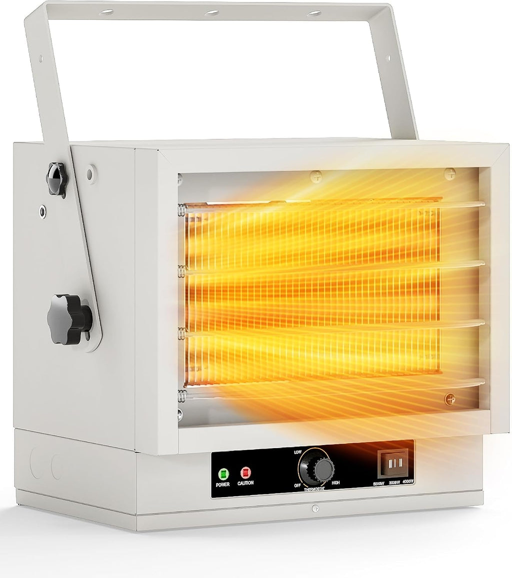 Electric Garage Heater for Indoor Use - 5000W, 240V Wall/Ceiling/Floor Mounted Shop Heater, Dual Overheat Protection