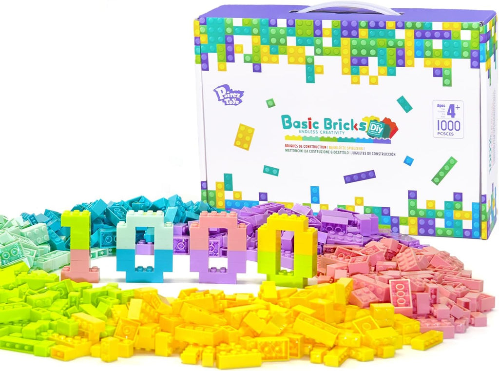 1000 Piece Bulk Building Bricks, Pastel Basic Blocks Set