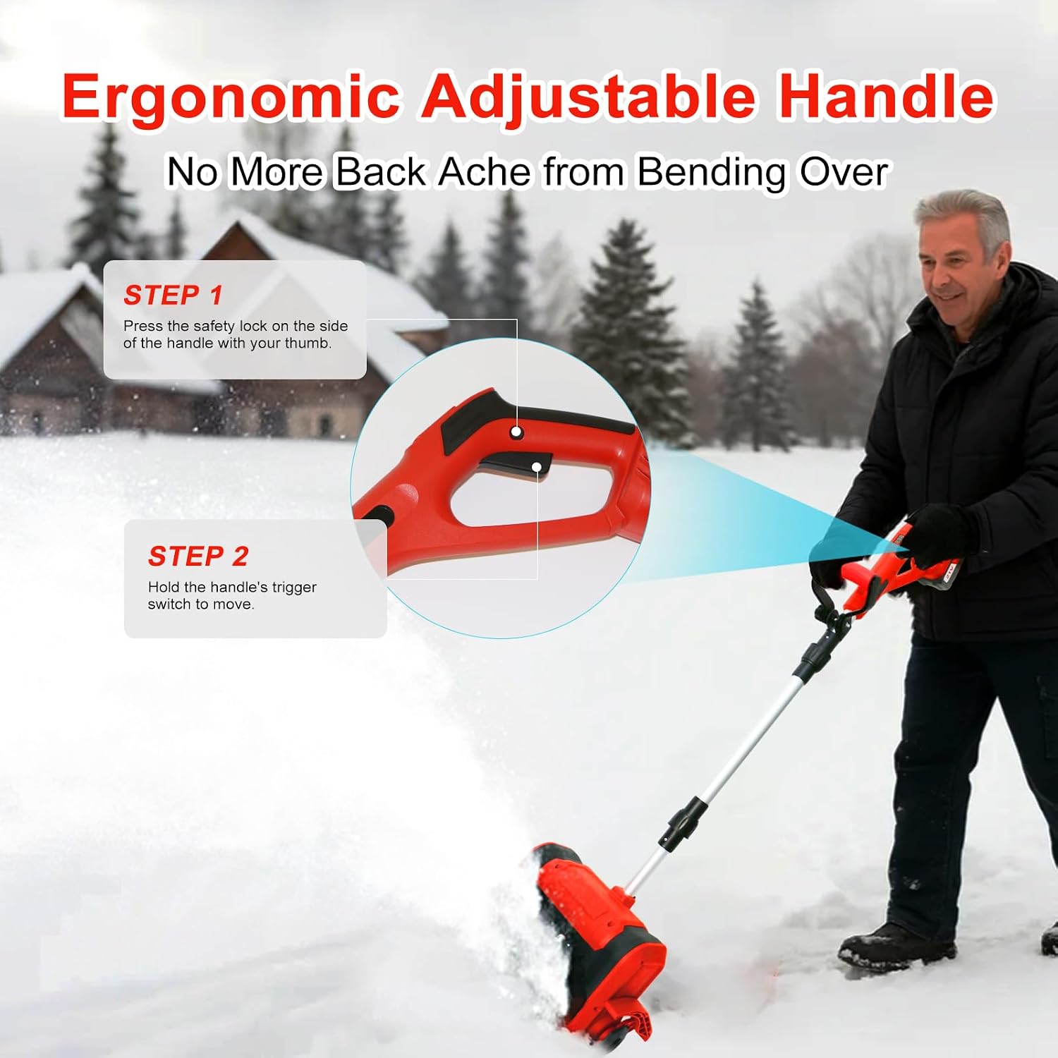21V Cordless Electric Snow Shovel, 12-Inch Brushless Cordless Snow Blower with 2x4.5Ah Batteries & Fast Charger