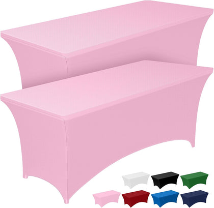 Spandex Tablecloth 6ft 2 Pack Pink