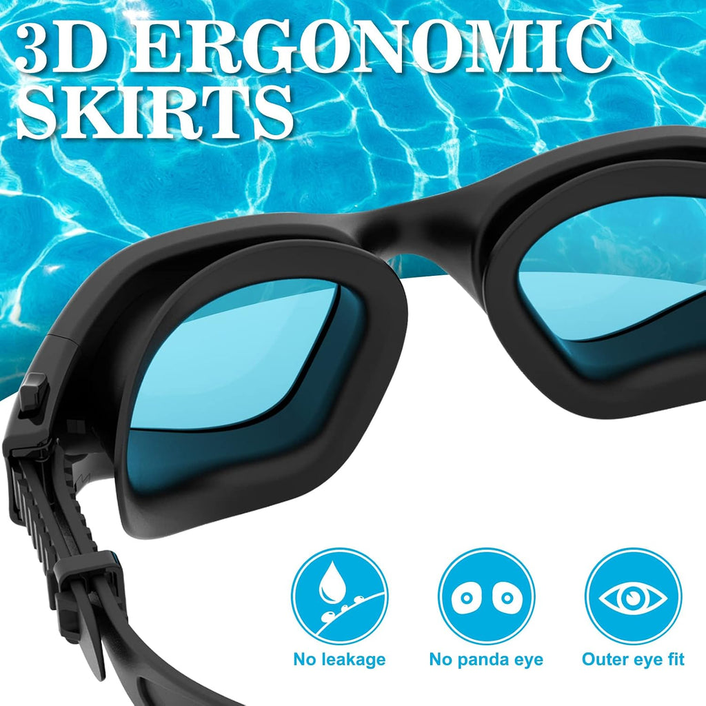 Swimming Goggles Swim Pool Goggles Anti Fog Anti UV No Leakage Clear Vision for Men Women Adults Teenagers