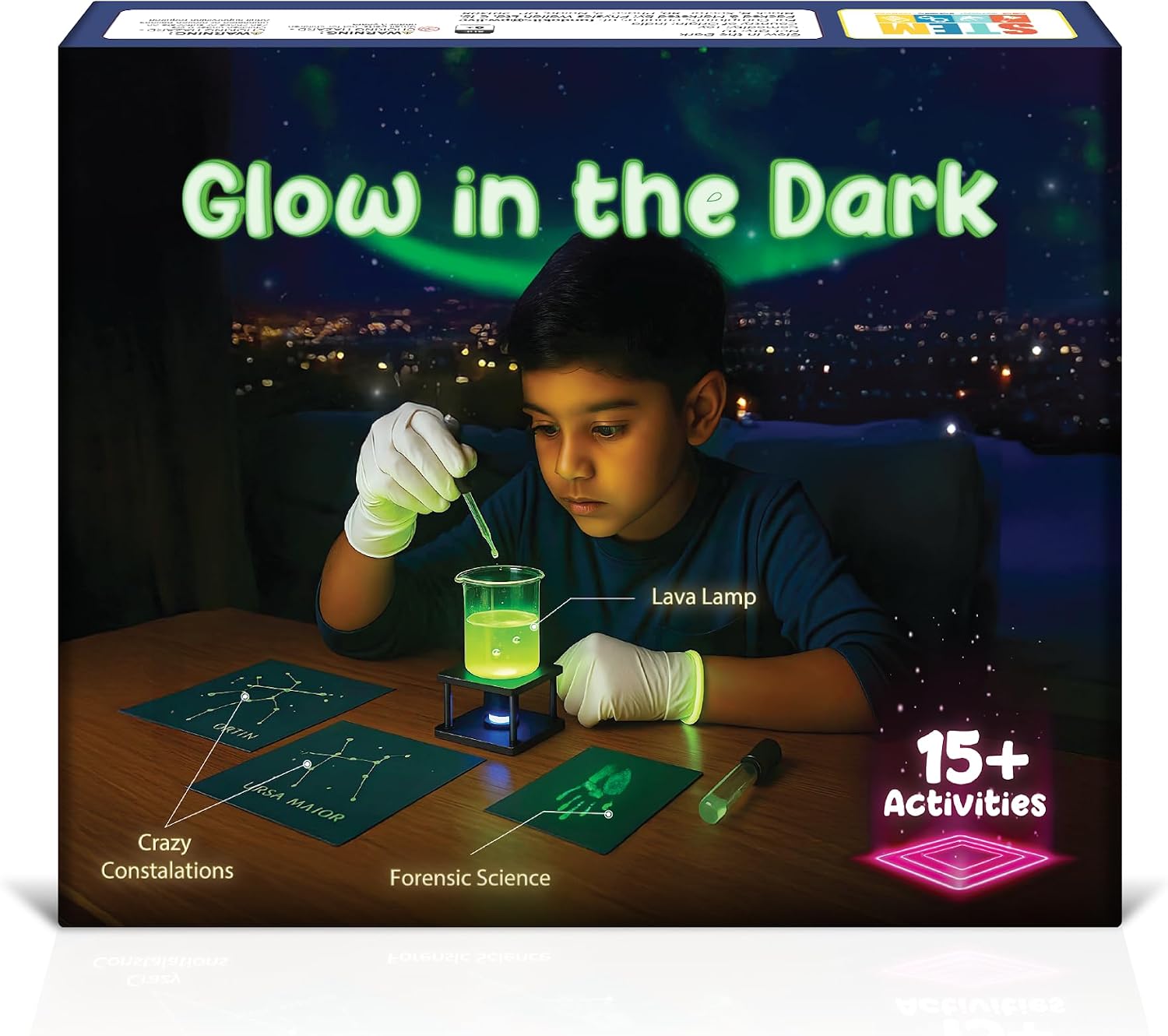 Glow in The Dark Science Experiment Kit for Kids, 15+ Amazing Science Experiments, STEM Learning for 8-12 Years Old