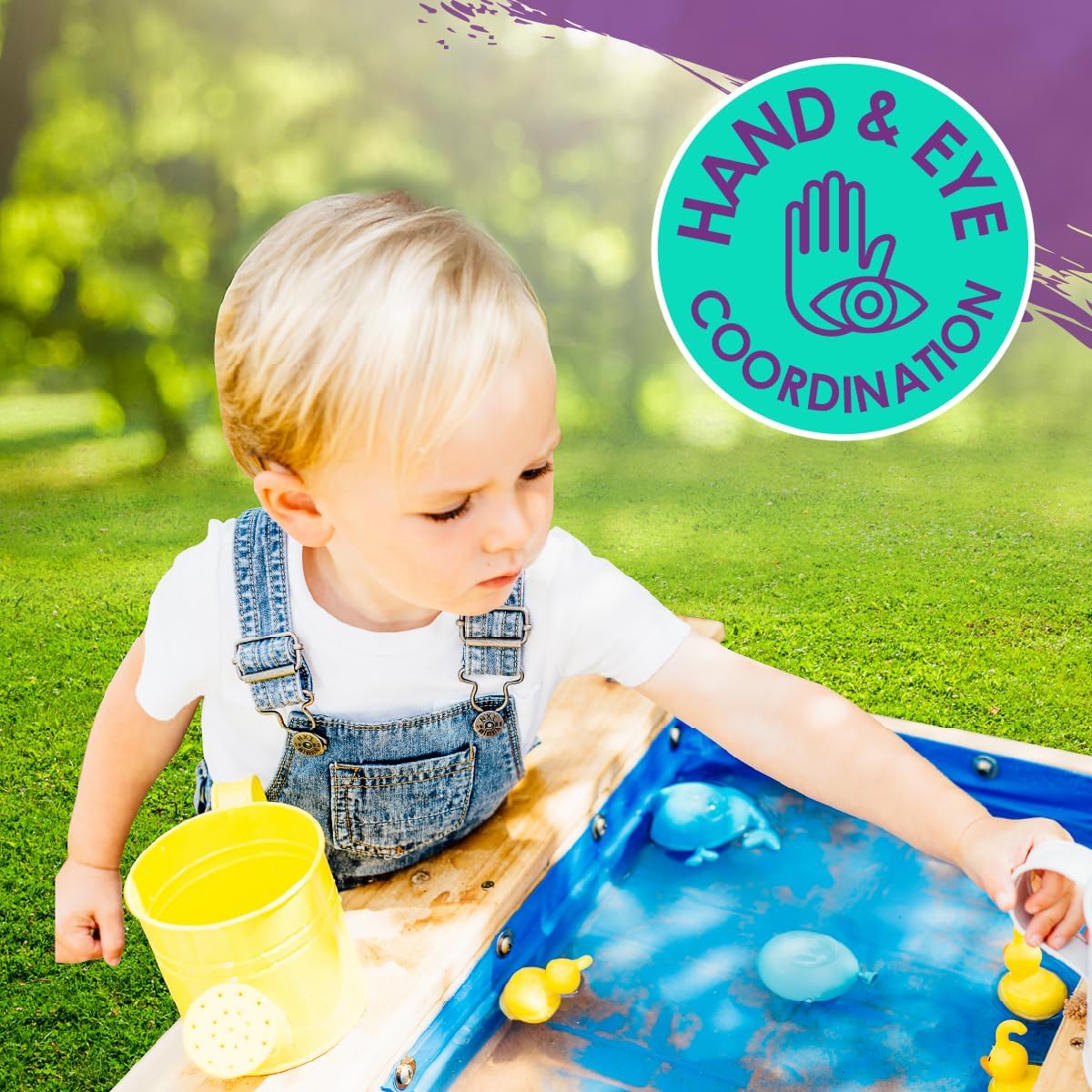 Surfside Wooden Sand and Water Picnic Table - Sensory Table Activity for Kids, Toddler Summer Outdoor Toys, Sturdy