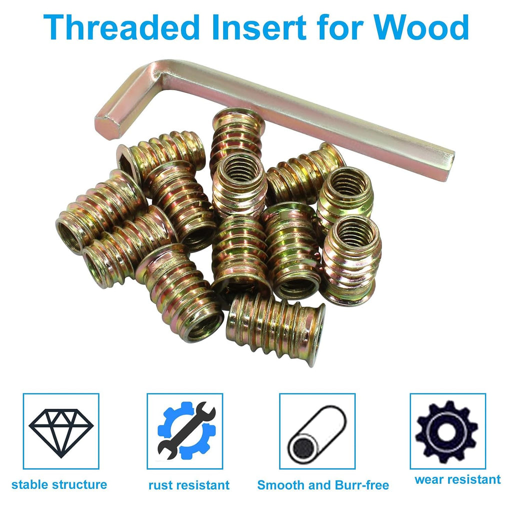 30 Pcs 5/16"-18 x 20mm Threaded Inserts for Wood