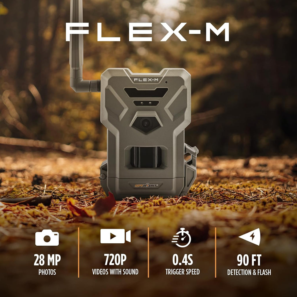 Flex-M Cellular Trail Camera - Best Hunting Accessories, No WiFi Needed, Night Vision, Motion Activated, Dual-Sim
