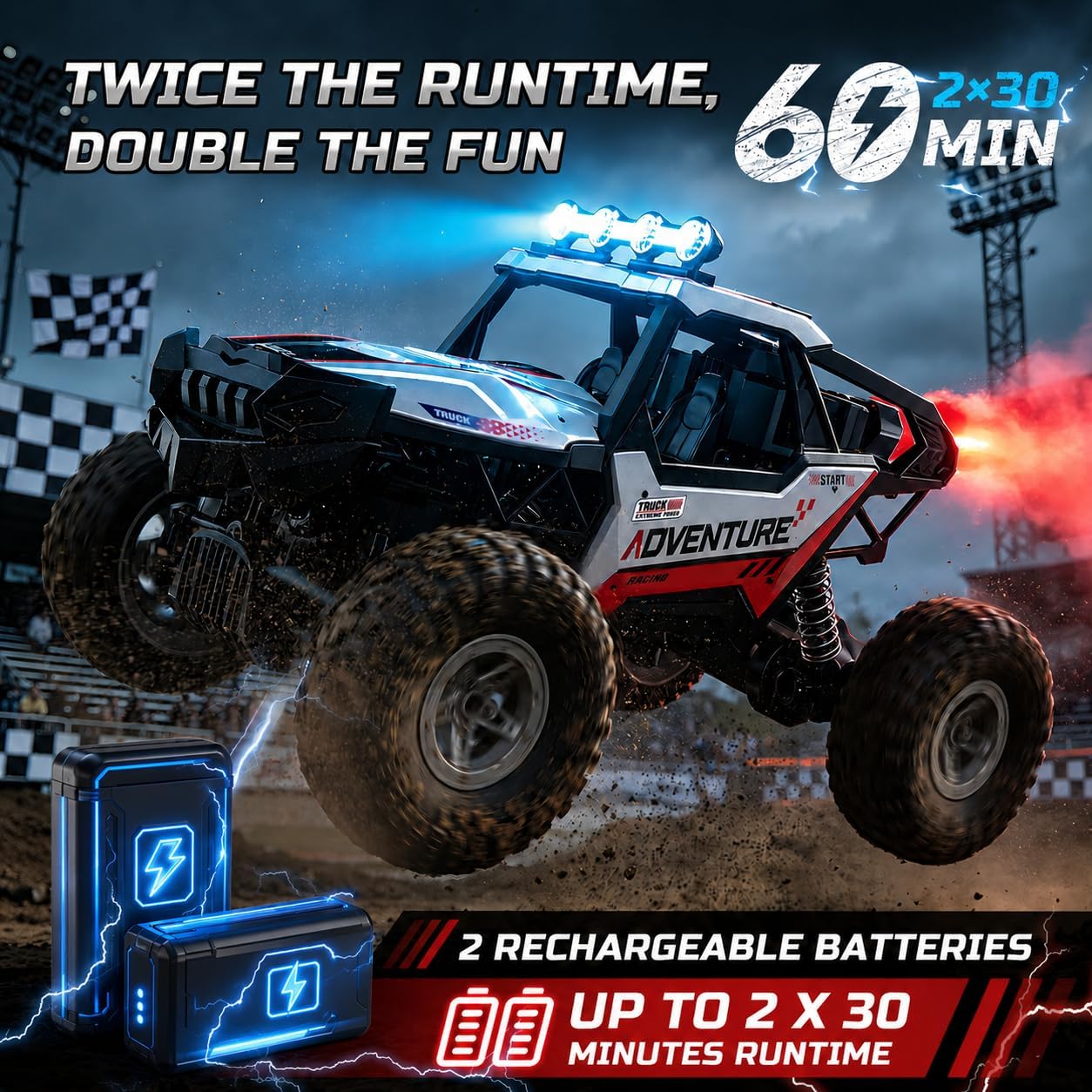 DE125 1:14 RC Car for Kids,4WD Remote Control Off-Road Monster Truck | RC Rock Crawler with Mist Spray,Metal Shell