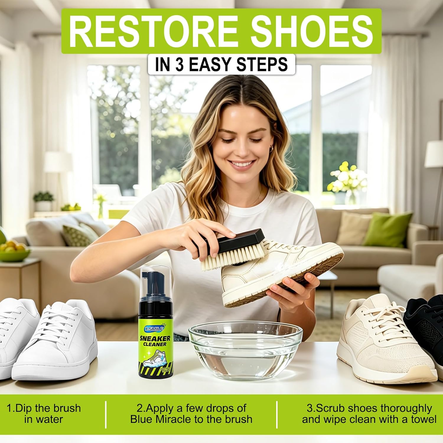 Sneaker Cleaning Kit Premium Foam Shoe Cleaner for White Shoes, PU & Synthetic Leather, Canvas, Mesh & Rubber Gentle