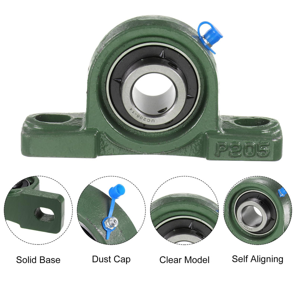 uxcell 6Pcs UCP205-14 Pillow Block Bearing 7/8 in Bore Solid Cast Iron Base