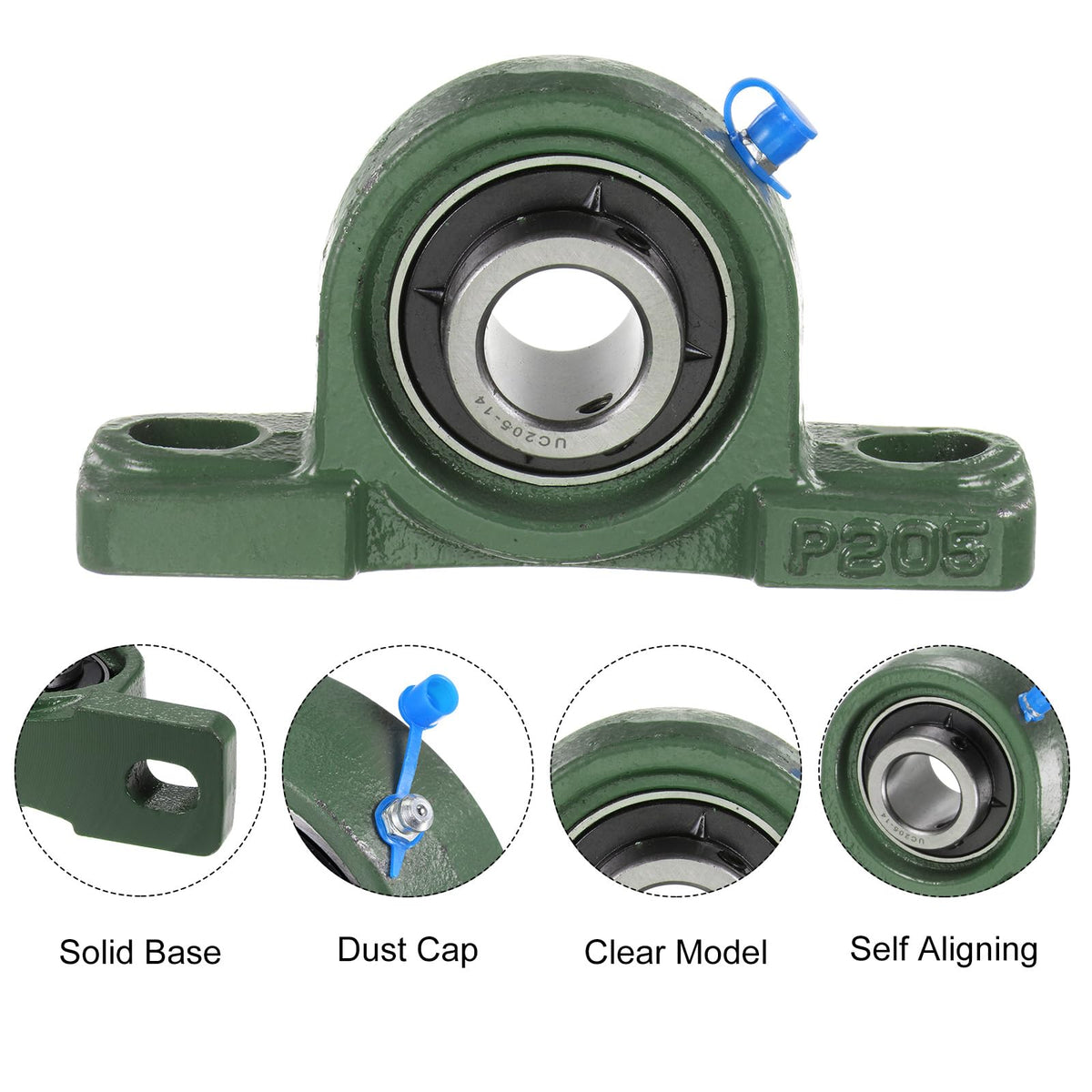 uxcell 6Pcs UCP205-14 Pillow Block Bearing 7/8 in Bore Solid Cast Iron Base