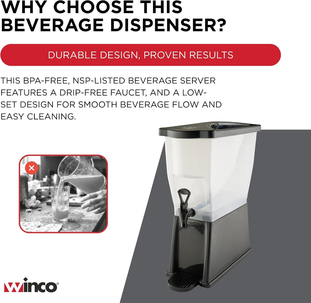 3 Gallon Slim Plastic Beverage Dispenser with Base
