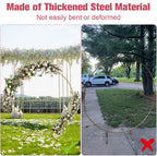 7 Ft Round Wedding Arch Stand with Metal Base, Gold
