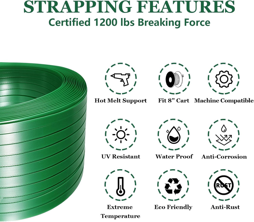 Banding Strapping Kit, Pallet Strapping Kit, Packaging Banding Tool with 5/8" Width, 1000' Length Polyester Strapping