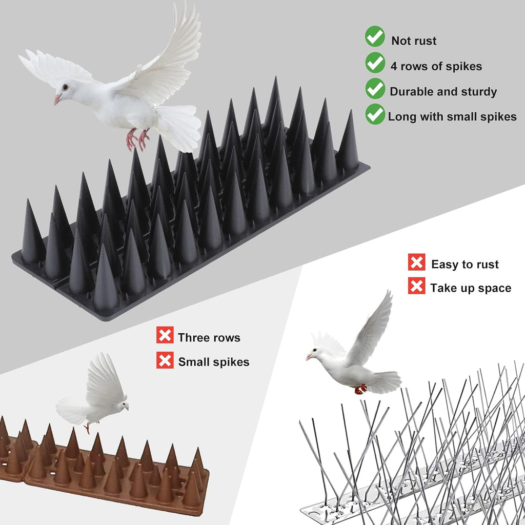 Bird Spikes, 20 Packs Bird Deterrent, Raccoon for Outdoor Repelling Reptiles, Squirrel Spikes for Fences and Roofs to