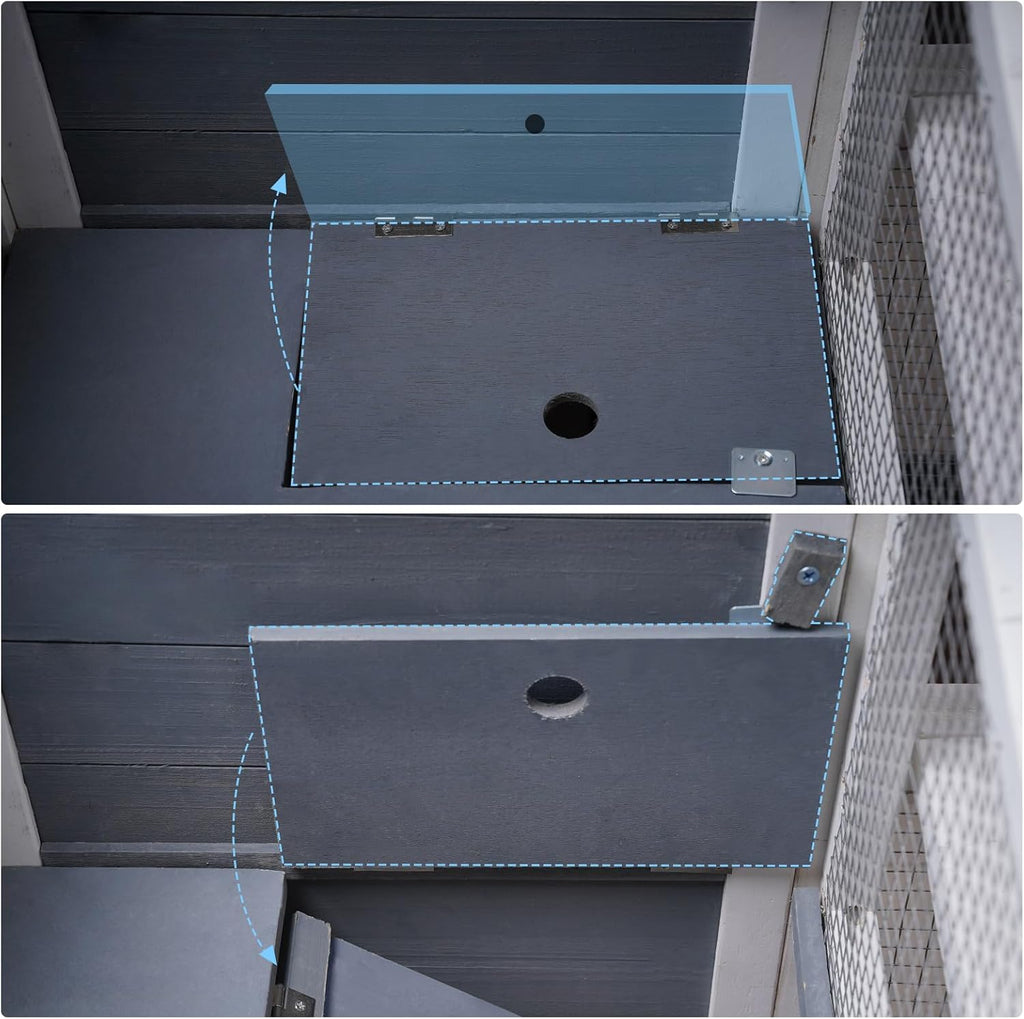 2-Story Guinea Pig Cages Wooden Indoor Rabbit Hutch Hamster Cage with Openable Roofs, Removable Tray and Wide Ramp