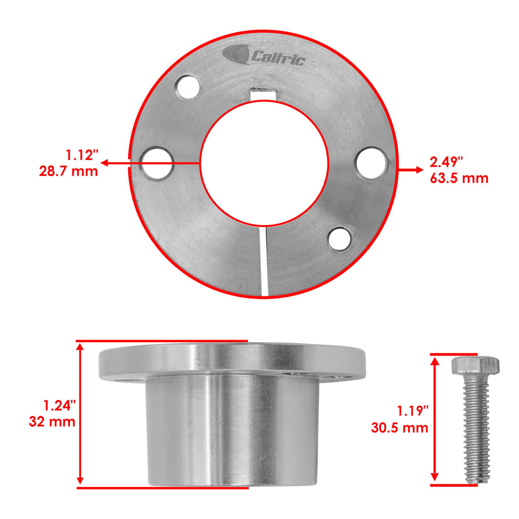Caltric Deck Spindle Pulley Split Tapered Hub Bushing Compatible with Wright Stand Stander 71460111