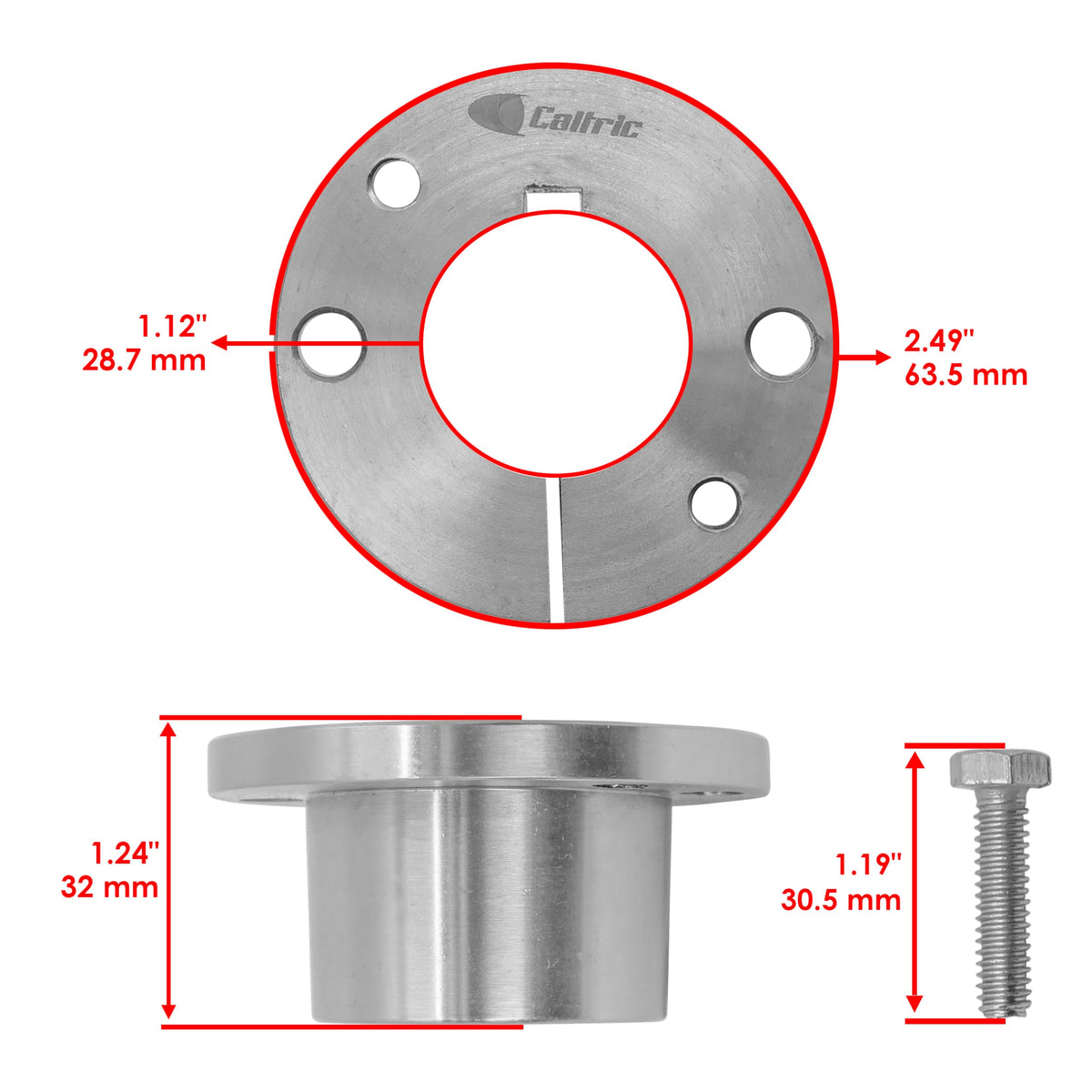 Caltric Deck Spindle Pulley Split Tapered Hub Bushing Compatible with Wright Stand Stander 71460111 x2