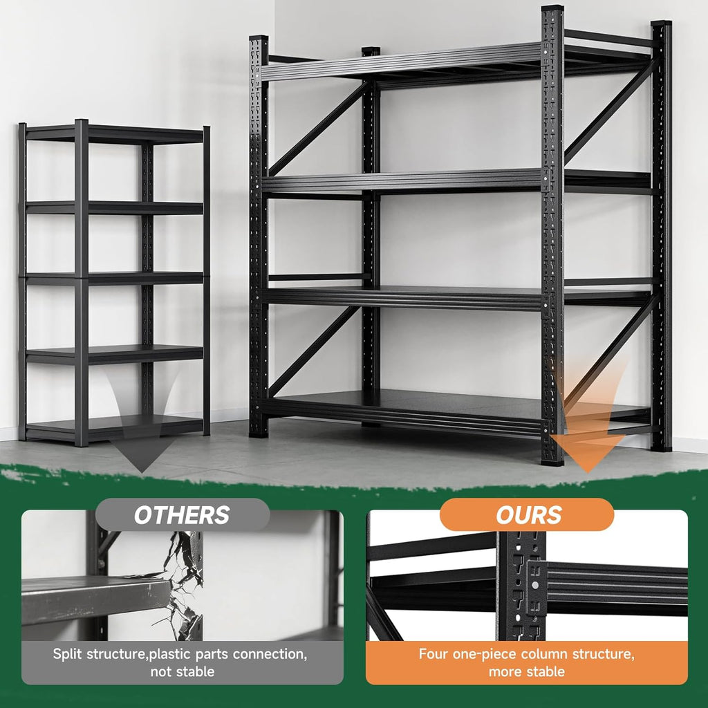 3000LBS Storage Shelves Heavy Duty,70" H Garage Shelving Units, 4 Tier Adjustable Utility Rack Shelf,Large Metal